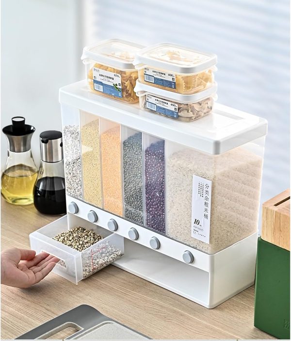 6 Grid Kitchen Dry Food Dispenser Beans