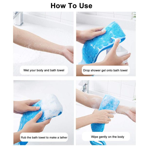 Silicone Back Scrubber Bath Belt, Bath Scrubber (random Color)